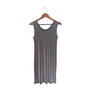 Flax Designs Silver Gray Slinky Knit Modern Tank Dress S Stretch Minimalist
